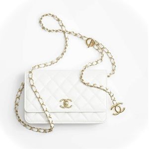 FULL SET - CHANEL 2WAY WOC Pearly White Grained Calfskin & Gold HW (24S)